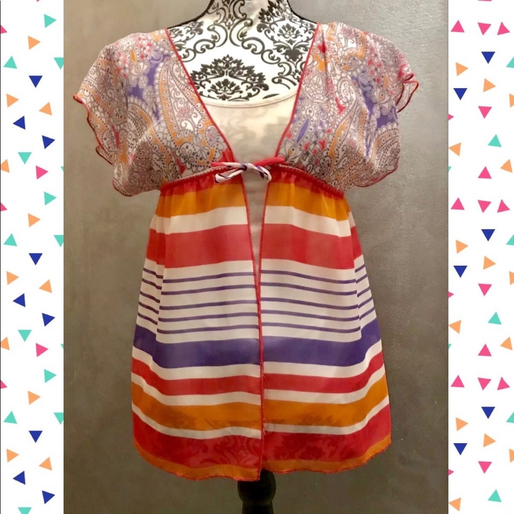 NWOT Amy Byer striped and paisley chiffon top
